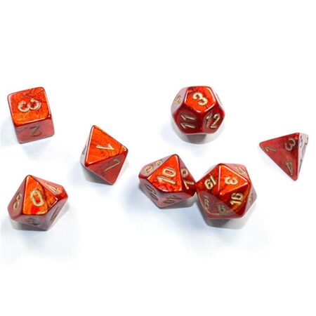 Time2Play Cube Mini Scarab Dice, Scarlet & Gold - Set of 7 TI3307616